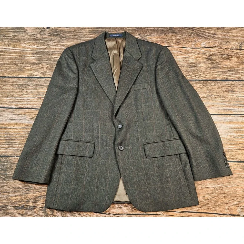 Polo University Mens 40S Brown Widowpane 2-Btn Blazer Jacket Sport Coat Wool EUC - Picture 5 of 12